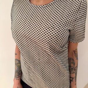 Boxy Black and White Short Sleeve Blouse
